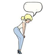cartoon woman posing with speech bubble N25