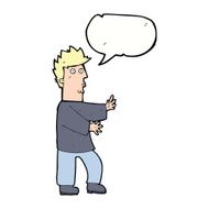 cartoon nervous man waving with speech bubble N18