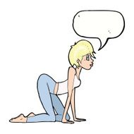 cartoon sexy woman on all fours with speech bubble N9