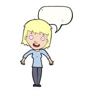cartoon woman shrugging shoulders with speech bubble N441
