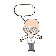 cartoon genius scientist with speech bubble N9