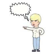 cartoon woman pointing finger of blame with speech bubble N9