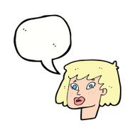 cartoon pretty female face with speech bubble N85