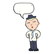 cartoon man wearing hat with speech bubble N9