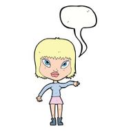 cartoon woman making gesture with speech bubble N9