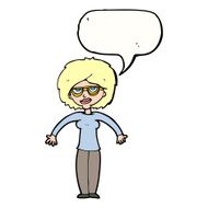 cartoon woman shrugging shoulders with speech bubble N443