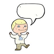 Cartoon happy boy with speech bubble N211