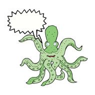 cartoon giant octopus with speech bubble N7