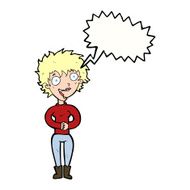 cartoon crazy excited woman with speech bubble N18