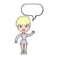 cartoon woman waving with speech bubble N304