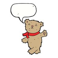 cartoon waving teddy bear with speech bubble N7