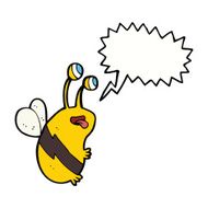 cartoon funny bee with speech bubble N9
