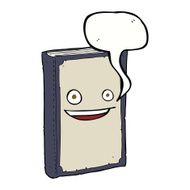 cartoon book with speech bubble
