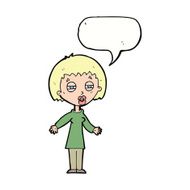cartoon tired woman with speech bubble N26