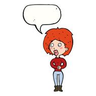 cartoon surprised woman with speech bubble N219