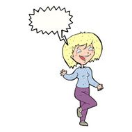 cartoon laughing woman with speech bubble N9