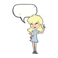 cartoon girl making point with speech bubble N9