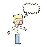 cartoon shocked man with speech bubble N97