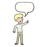 cartoon man pointing with speech bubble N176