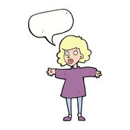 cartoon nervous woman with speech bubble N26