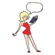 cartoon woman reading book with speech bubble N9