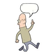 cartoon bald man with idea speech bubble N18