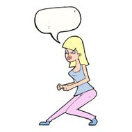 cartoon crazy dancing girl with speech bubble N9