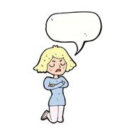 cartoon annoyed woman with speech bubble N164