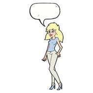 cartoon pretty woman with speech bubble N244