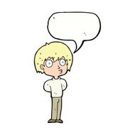 cartoon impressed boy with speech bubble N9