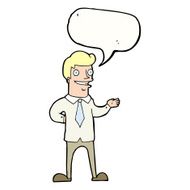 cartoon salesman with speech bubble N9