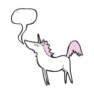 cartoon unicorn with speech bubble N36