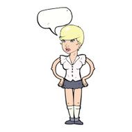 cartoon woman with hands on hips speech bubble N193