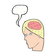 cartoon head with brain symbol speech bubble N35