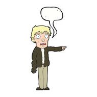 cartoon terrified man pointing with speech bubble N9