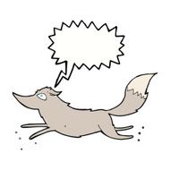 cartoon wolf running with speech bubble N5