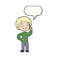 cartoon boy with idea speech bubble N65