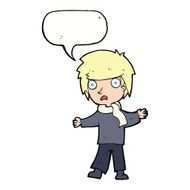 cartoon unhappy boy with speech bubble N50