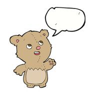 cartoon happy little teddy bear with speech bubble N3
