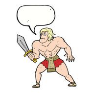 cartoon fantasy hero man with speech bubble N9