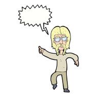cartoon hippie man wearing glasses with speech bubble N9