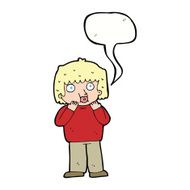 cartoon worried boy with speech bubble N27