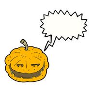 cartoon halloween pumpkin with speech bubble N15