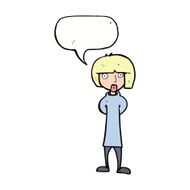 cartoon curious woman with speech bubble N51