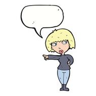 cartoon annoyed woman pointing with speech bubble N9