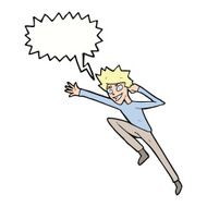 cartoon jumping man with speech bubble N5
