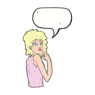 cartoon surprised woman with speech bubble N220