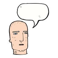 cartoon bald tough guy with speech bubble N17