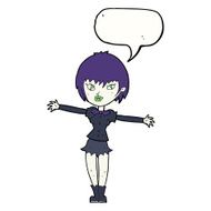 cartoon vampire girl with speech bubble N199