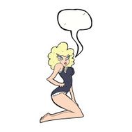 cartoon pin-up woman with speech bubble N8